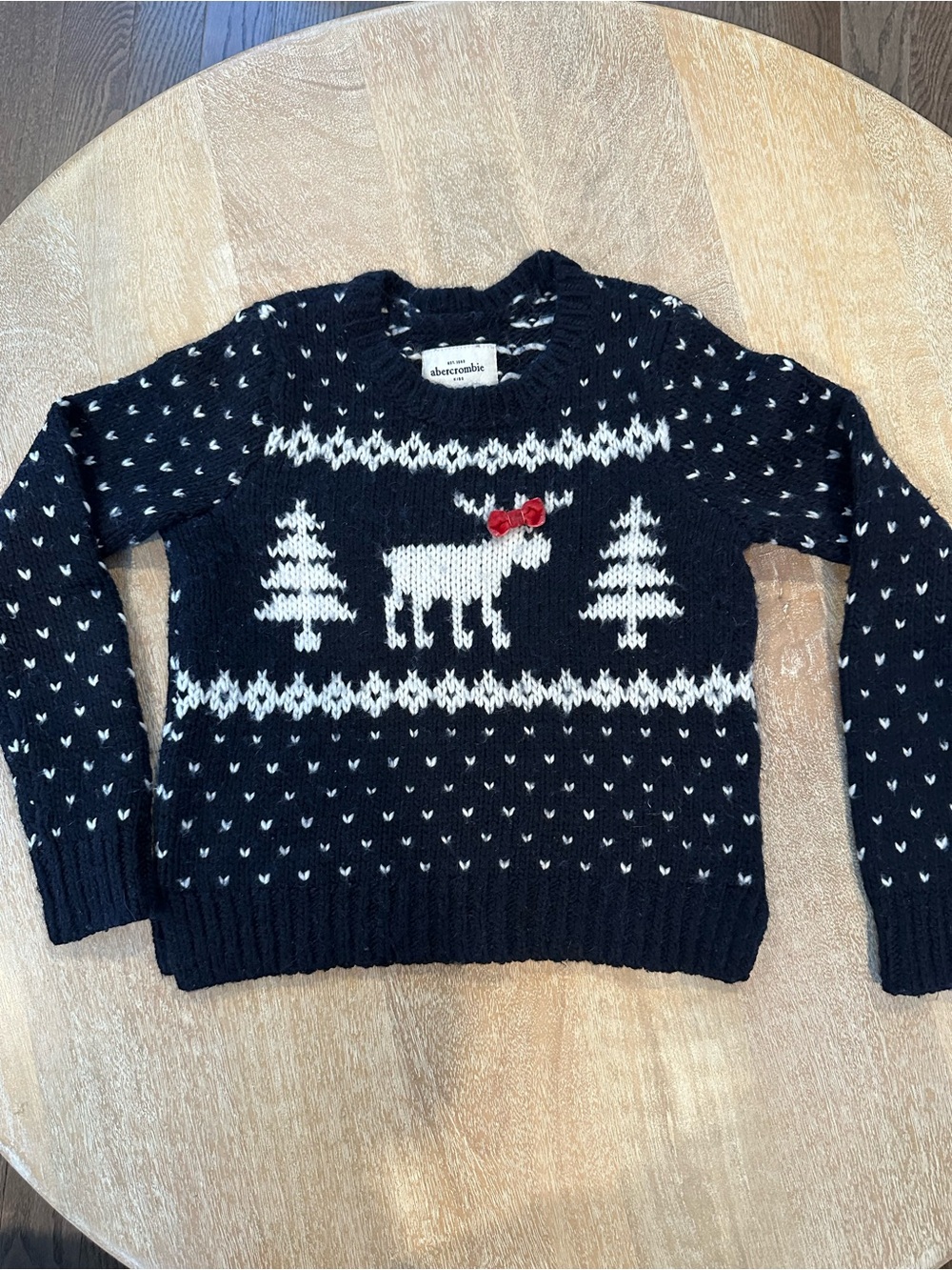 Abercrombie & Fitch Kids Black Fair Isle Reindeer Sweater Holiday Winter